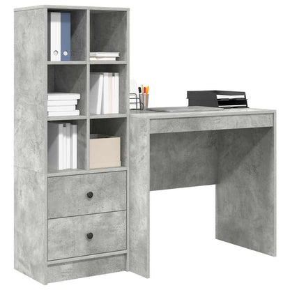 Scrivania con cassetto 2 pcs Grigio cemento