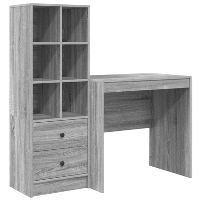 Scrivania con cassetto 2 pcs Grigio Sonoma