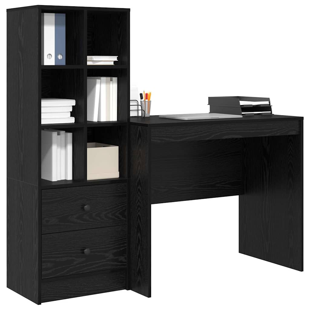 Scrivania con cassetto 2 pcs Rovere Nero