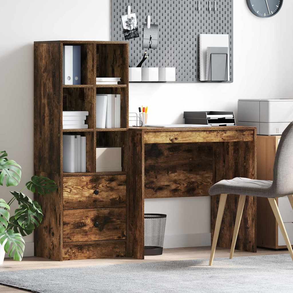 Scrivania con cassetto 2 pcs Rovere fumÃ©