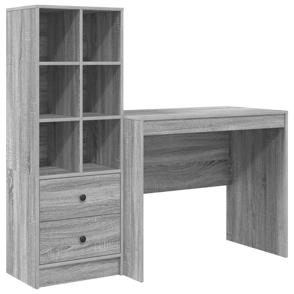 Scrivania con cassetto 2 pcs Grigio Sonoma