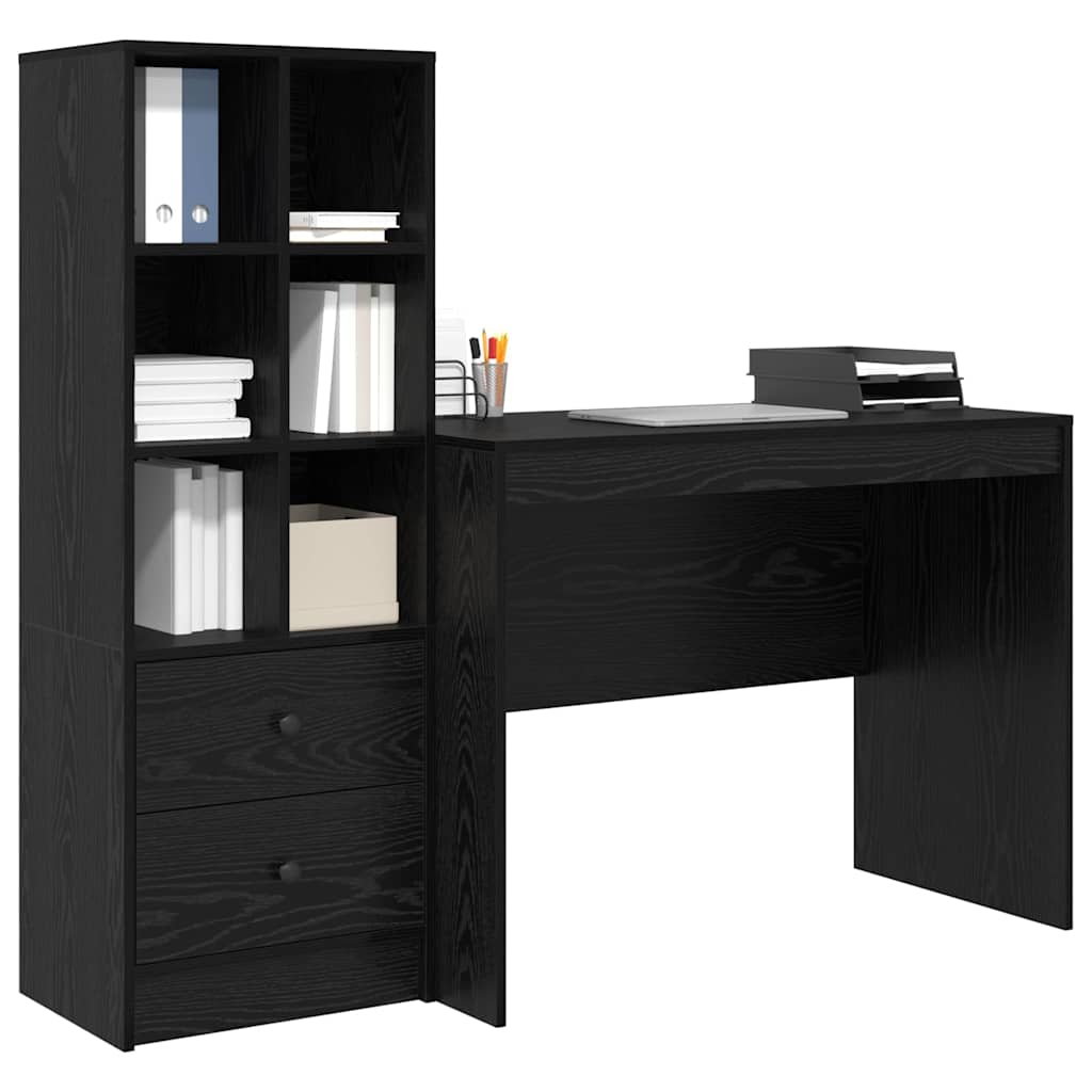 Scrivania con cassetto 2 pcs Rovere Nero