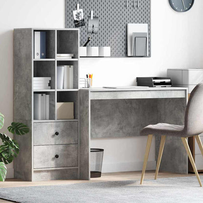 Scrivania con cassetto 2 pcs Grigio cemento