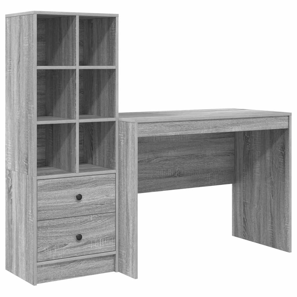 Scrivania con cassetto 2 pcs Grigio Sonoma