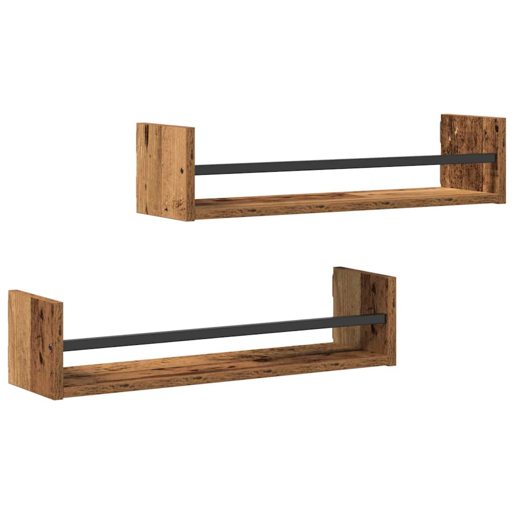 Scaffale da parete 2 pcs Legno vecchio 60 x 16 x 14 cm