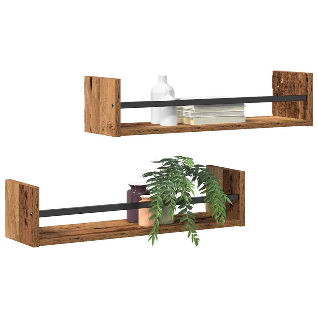 Scaffale da parete 2 pcs Legno vecchio 60 x 16 x 14 cm