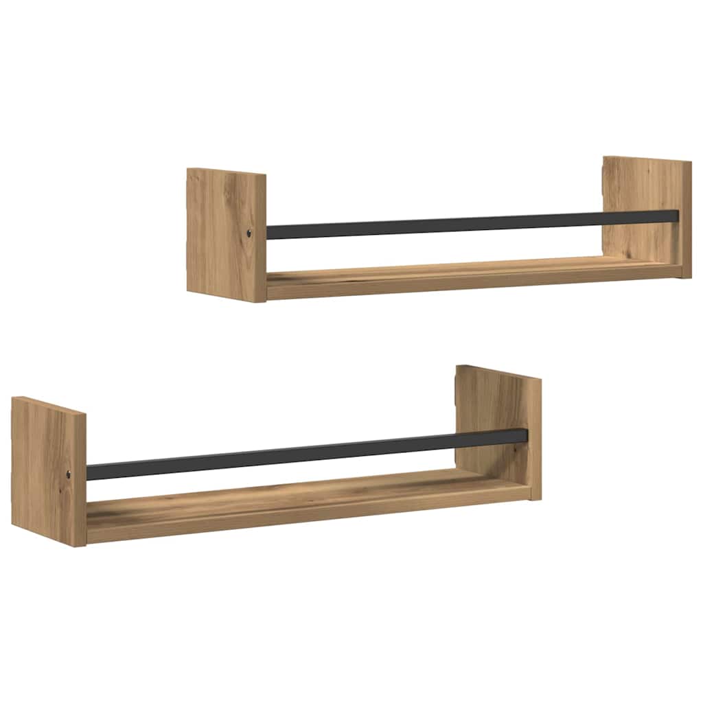 Scaffale da parete 2 pcs Rovere artigianale 60 x 16 x 14 cm
