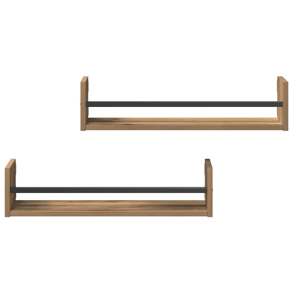 Scaffale da parete 2 pcs Rovere artigianale 60 x 16 x 14 cm