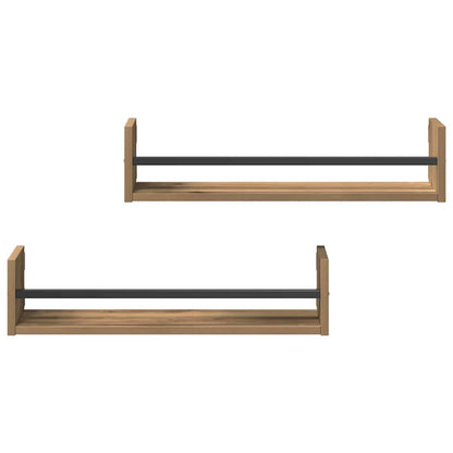 Scaffale da parete 2 pcs Rovere artigianale 60 x 16 x 14 cm