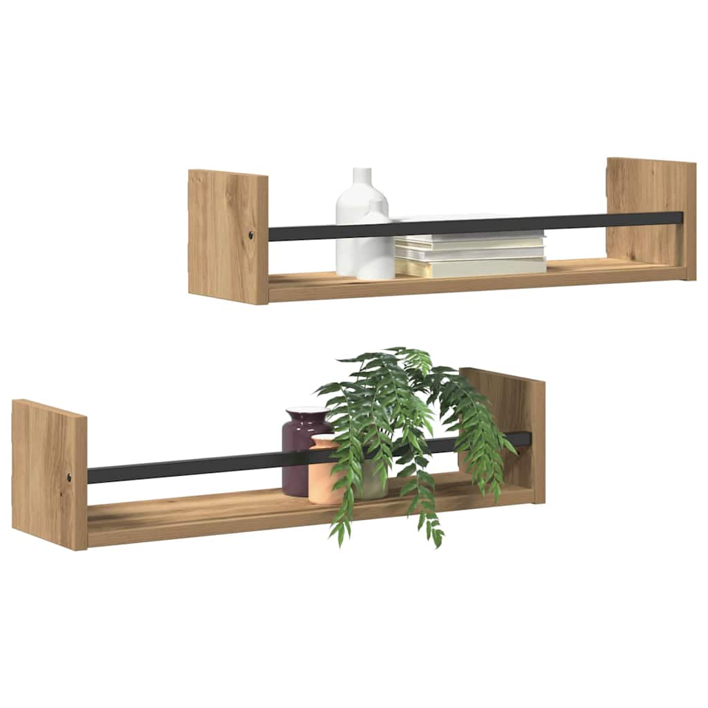 Scaffale da parete 2 pcs Rovere artigianale 60 x 16 x 14 cm