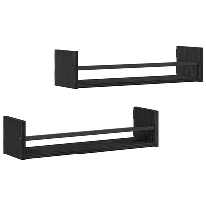 Scaffale da parete 2 pcs Rovere Nero 60 x 16 x 14 cm
