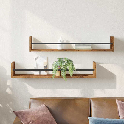 Scaffale da parete 2 pcs Legno vecchio 80 x 16 x 14 cm