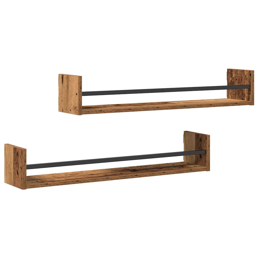Scaffale da parete 2 pcs Legno vecchio 80 x 16 x 14 cm