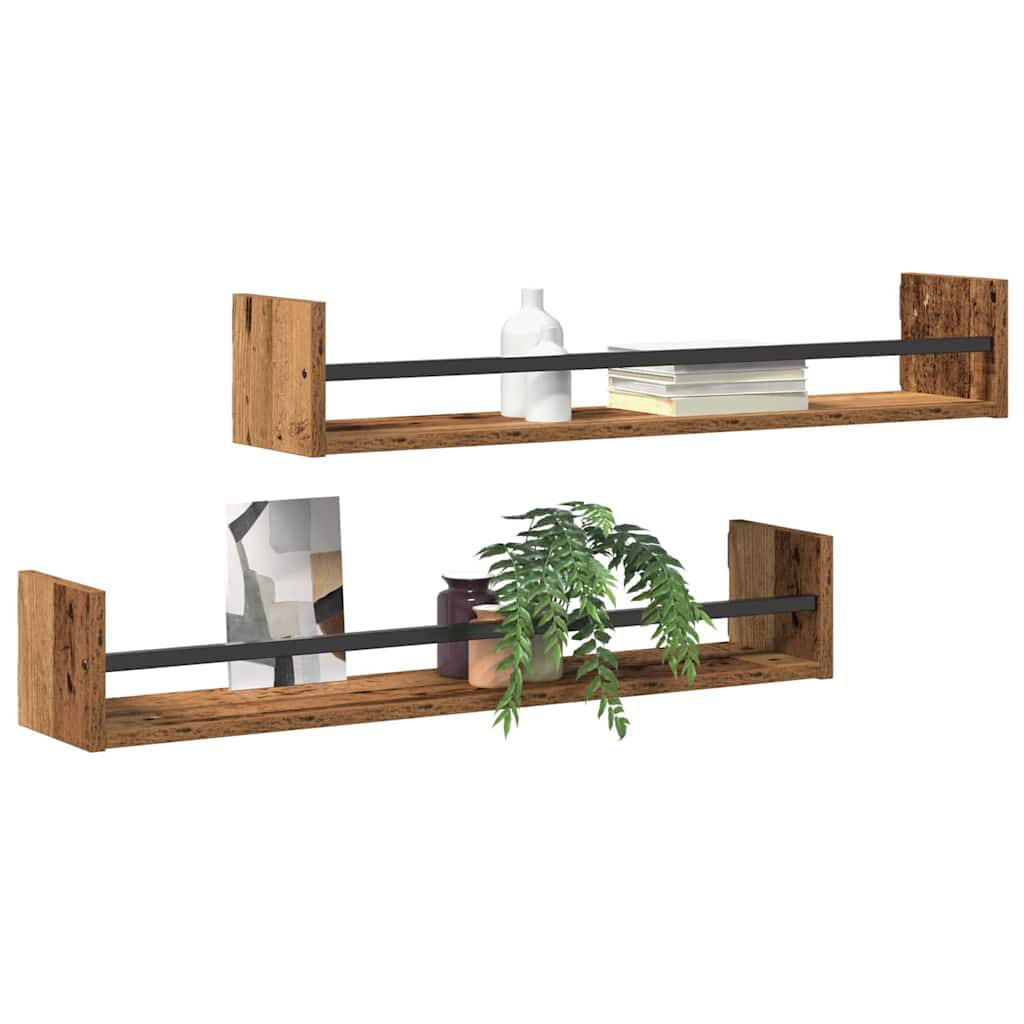 Scaffale da parete 2 pcs Legno vecchio 80 x 16 x 14 cm