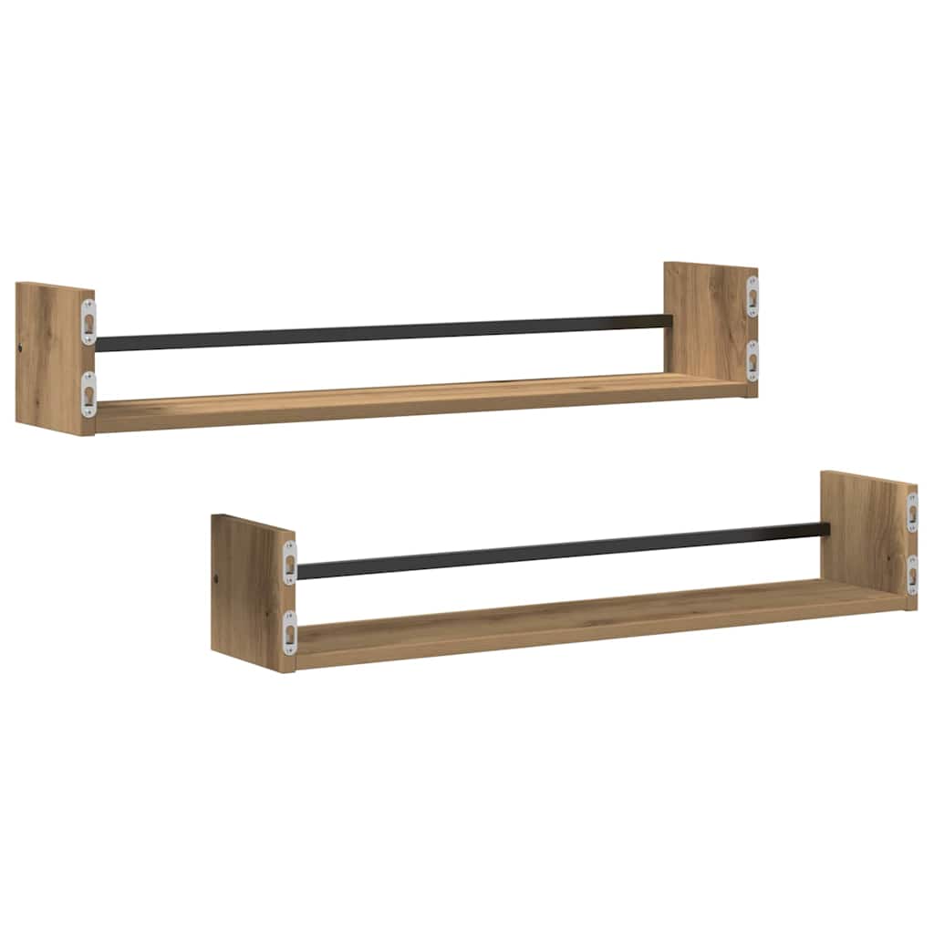 Scaffale da parete 2 pcs Rovere artigianale 80 x 16 x 14 cm