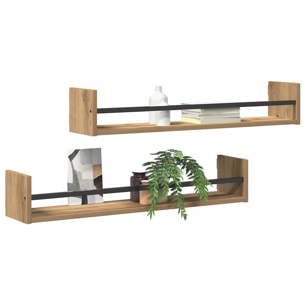Scaffale da parete 2 pcs Rovere artigianale 80 x 16 x 14 cm