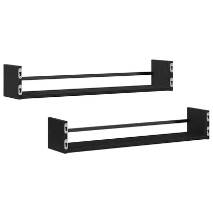 Scaffale da parete 2 pcs Rovere Nero 80 x 16 x 14 cm
