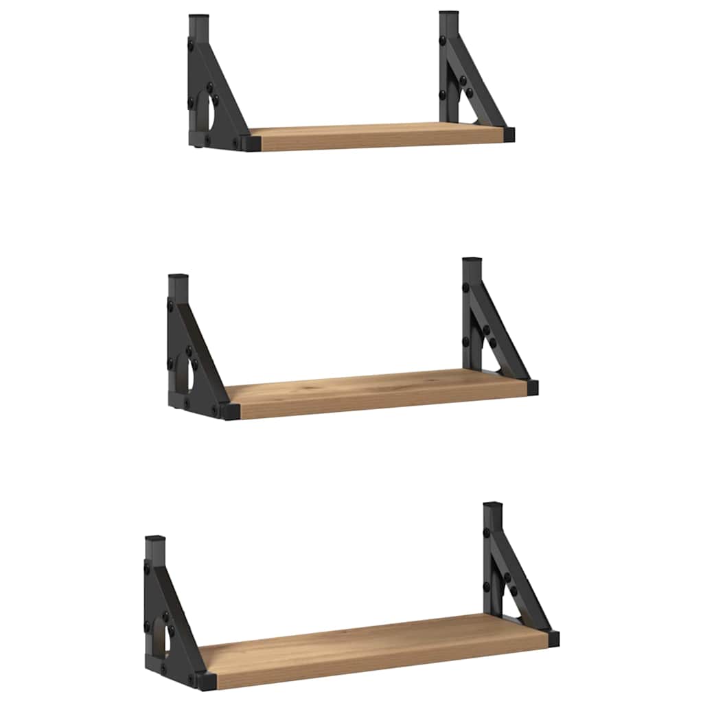 Scaffale da parete Montaggio a parete 3 pcs Quercia Fumosa