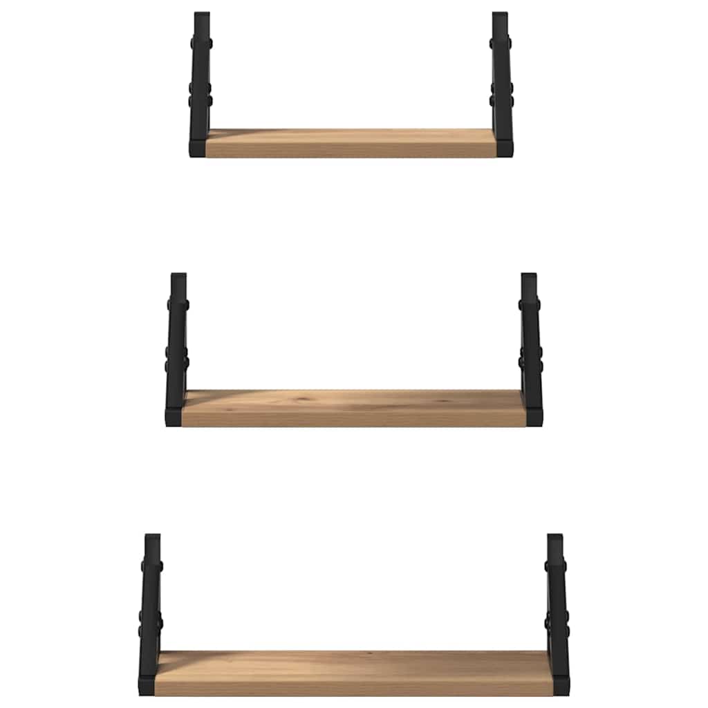 Scaffale da parete Montaggio a parete 3 pcs Quercia Fumosa