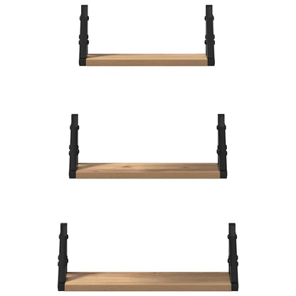 Scaffale da parete Montaggio a parete 3 pcs Quercia Fumosa