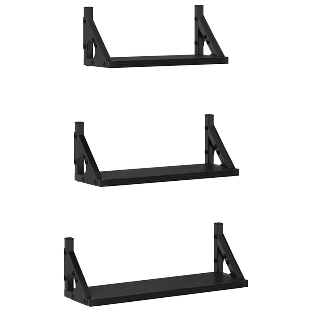 Scaffale da parete Montaggio a parete 3 pcs Rovere Nero