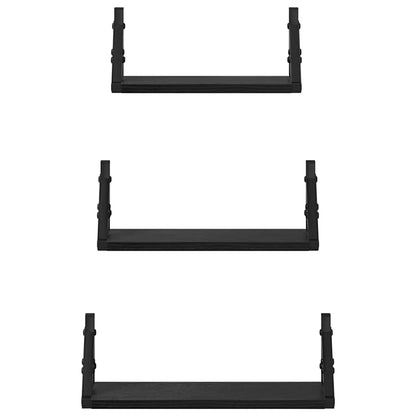 Scaffale da parete Montaggio a parete 3 pcs Rovere Nero