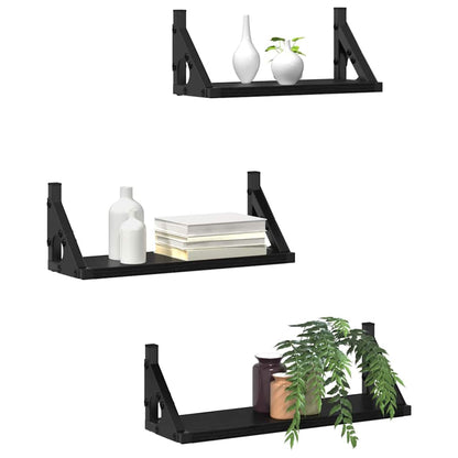 Scaffale da parete Montaggio a parete 3 pcs Rovere Nero