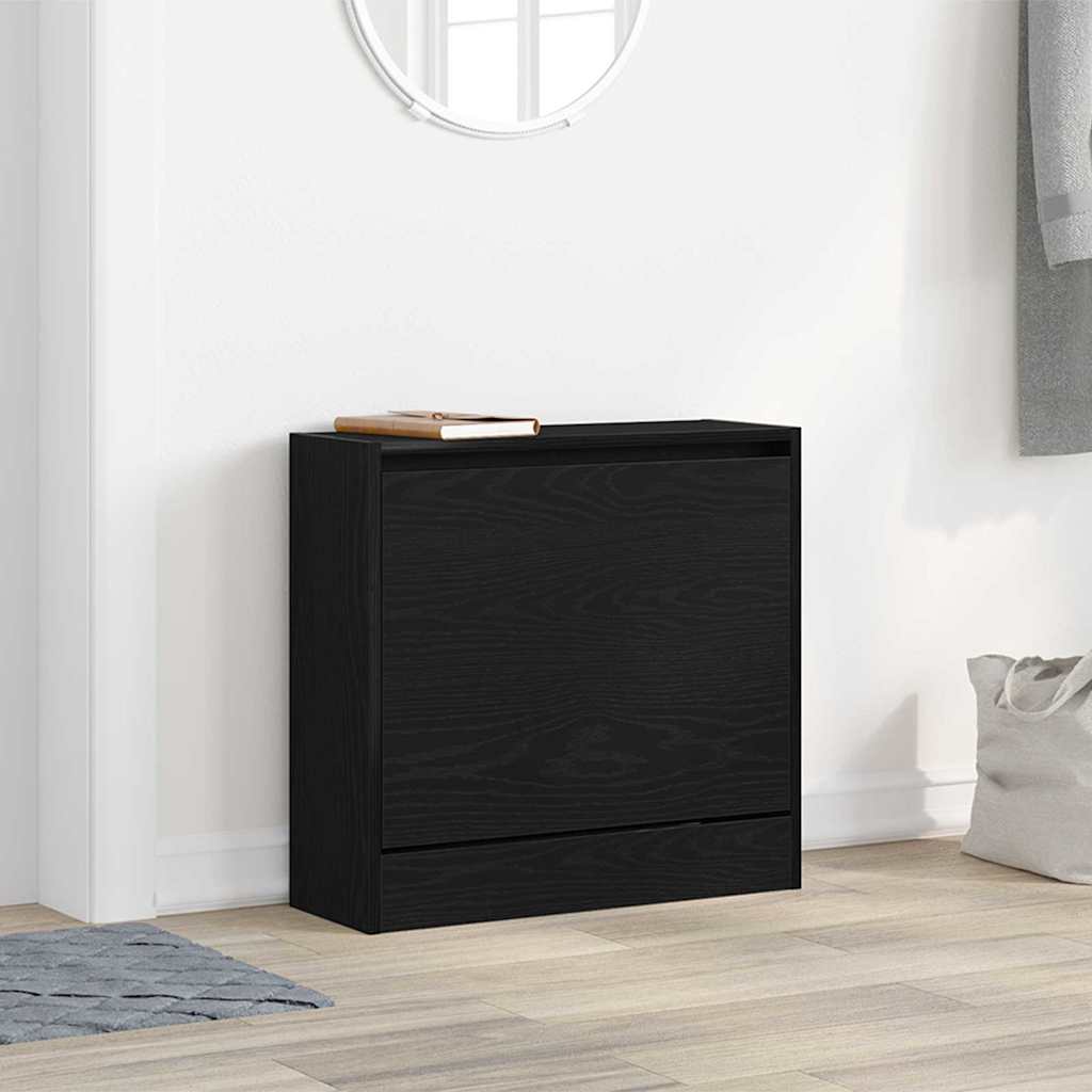 Mobile per scarpe Rovere Nero 60 x 21 x 57 cm Legno multistrato