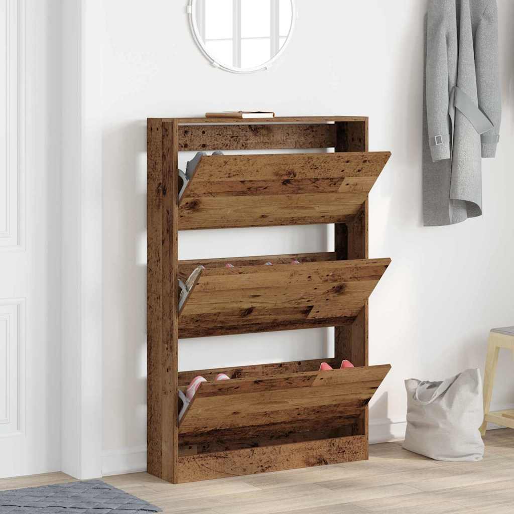 Mobile per scarpe con porta Legno vecchio 80 x 21 x 125,5 cm