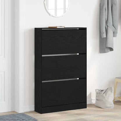 Mobile per scarpe con porta Rovere Nero 80 x 21 x 125,5 cm