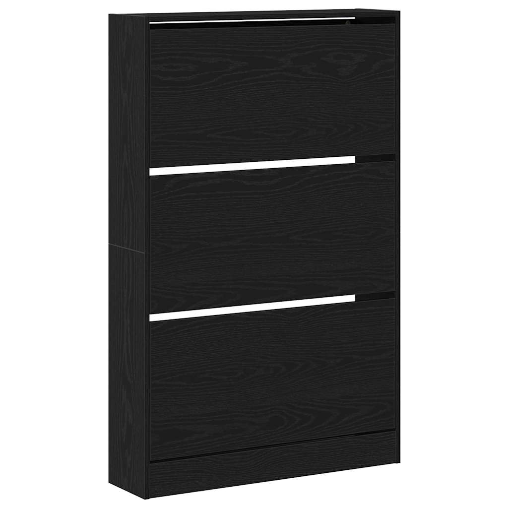 Mobile per scarpe con porta Rovere Nero 80 x 21 x 125,5 cm
