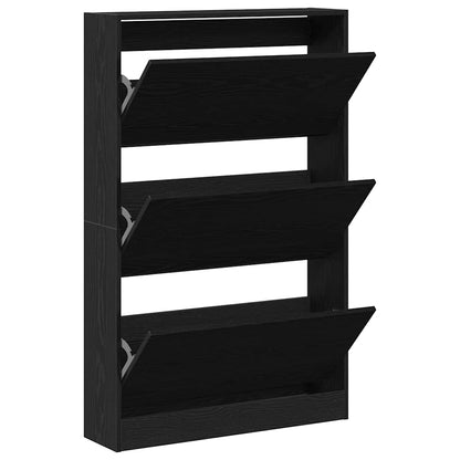 Mobile per scarpe con porta Rovere Nero 80 x 21 x 125,5 cm