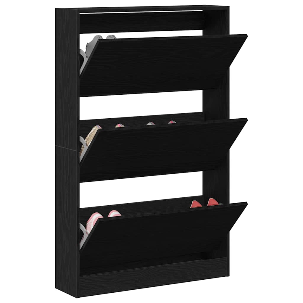 Mobile per scarpe con porta Rovere Nero 80 x 21 x 125,5 cm