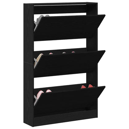 Mobile per scarpe con porta Rovere Nero 80 x 21 x 125,5 cm