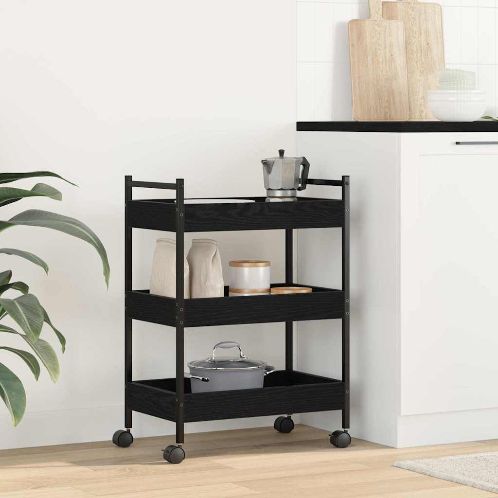 Carrello da Cucina Rovere nero 50 x 30 x 70 cm
