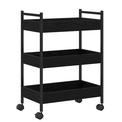 Carrello da Cucina Rovere nero 50 x 30 x 70 cm