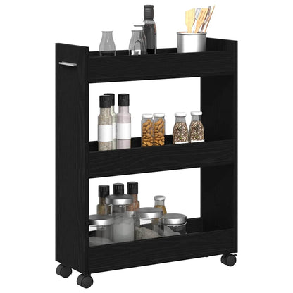 Armadietto con ruota Rovere Nero 60 x 22 x 79 cm