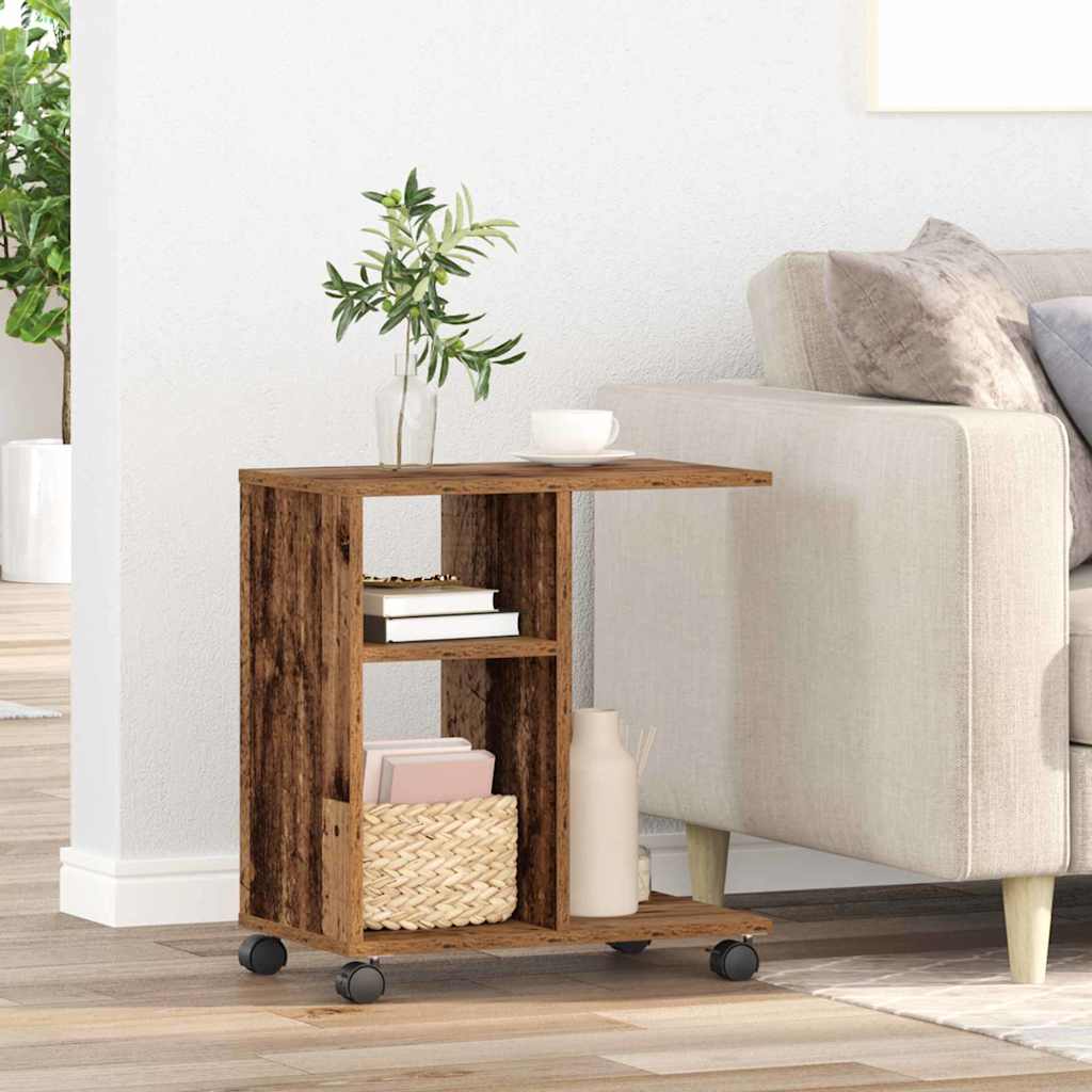 Tavolo da Finestra con ruota Legno vecchio 50 x 30 x 55 cm