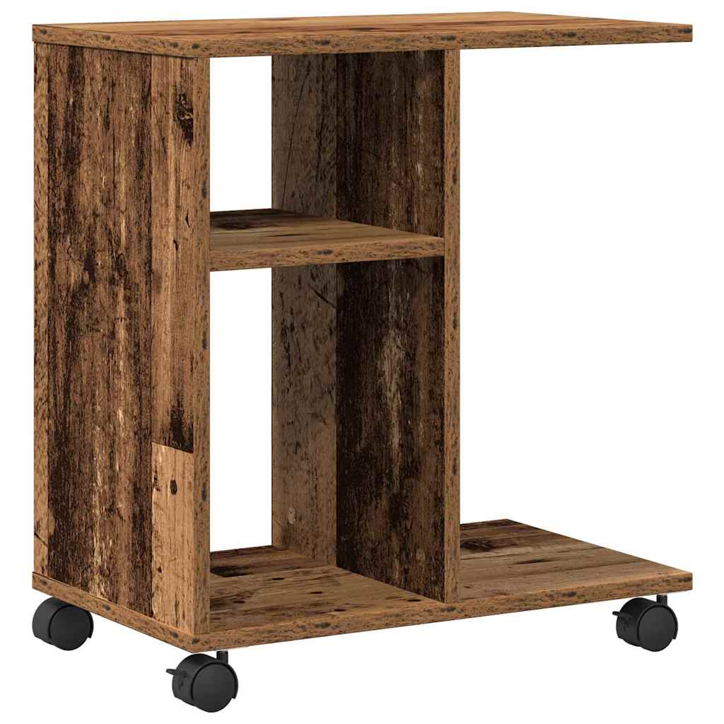 Tavolo da Finestra con ruota Legno vecchio 50 x 30 x 55 cm