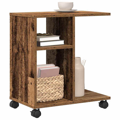 Tavolo da Finestra con ruota Legno vecchio 50 x 30 x 55 cm