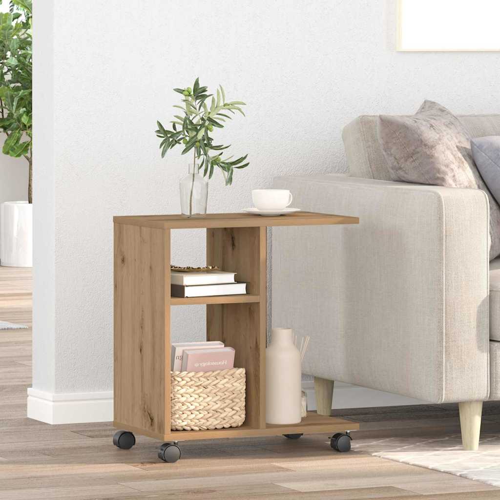Tavolo da Finestra con ruota rovere artigianale 50 x 30 x 55 cm