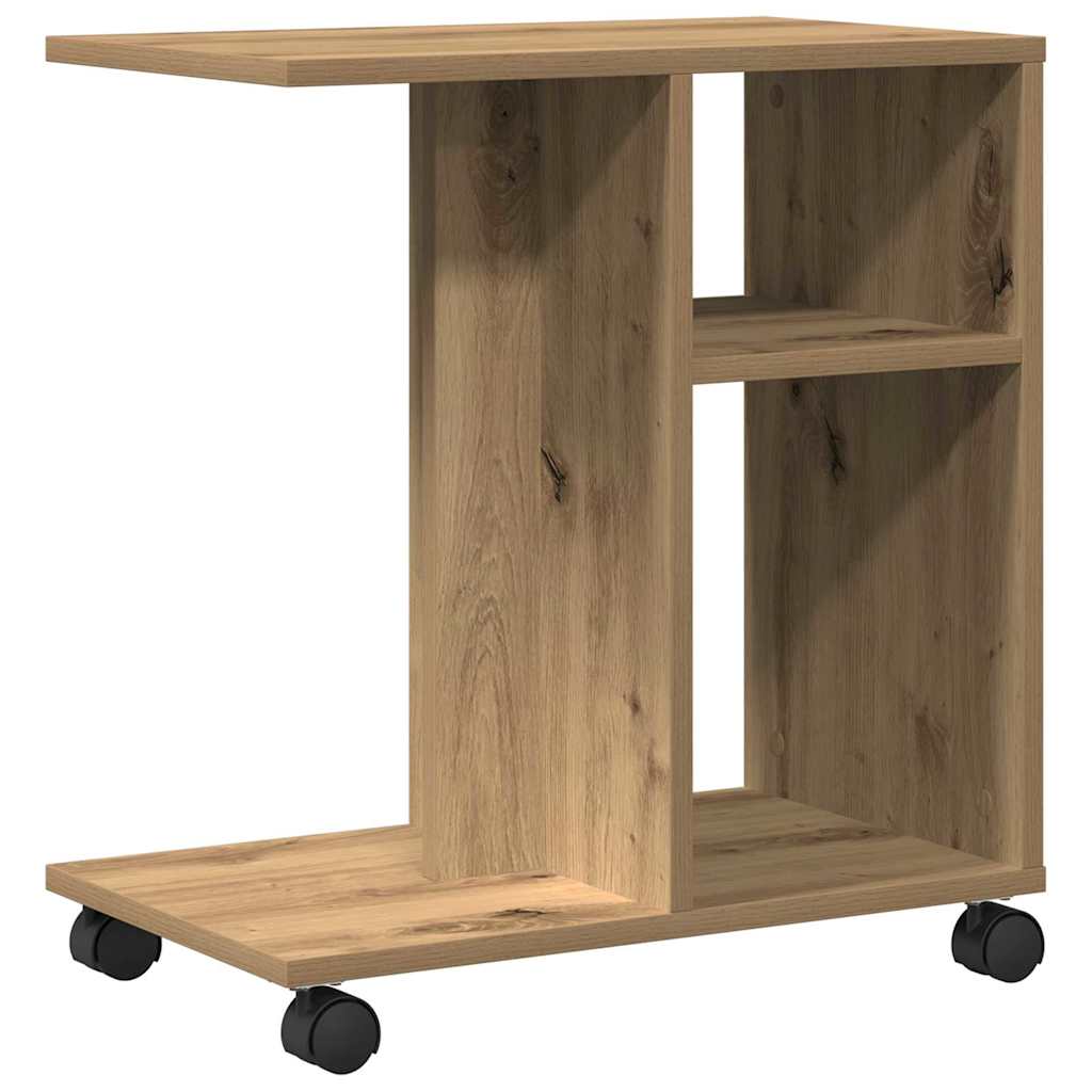 Tavolo da Finestra con ruota rovere artigianale 50 x 30 x 55 cm