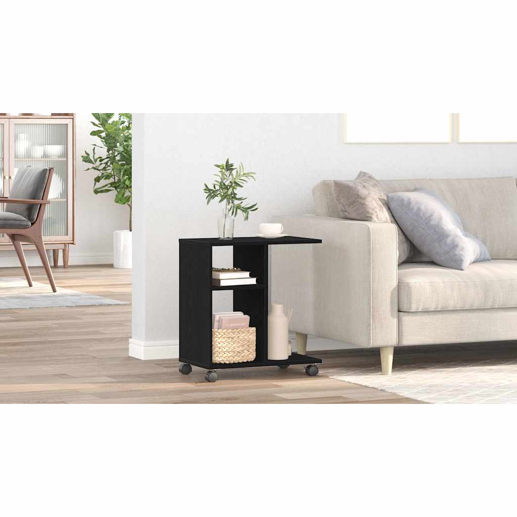 Tavolo da Finestra con lo scaffale Rovere nero 50 x 30 x 55 cm