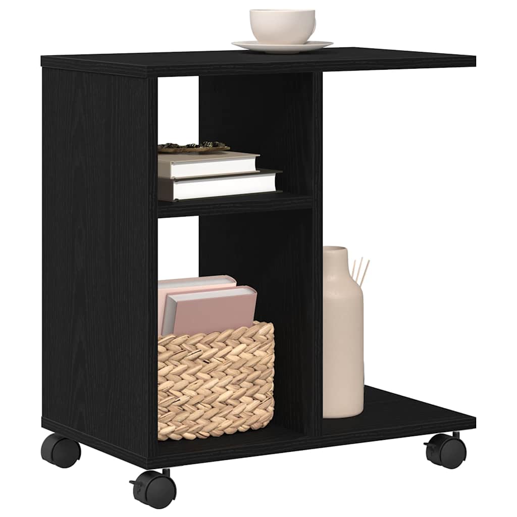 Tavolo da Finestra con lo scaffale Rovere nero 50 x 30 x 55 cm