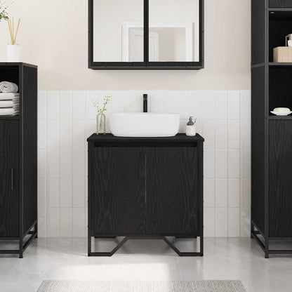 Armadio per Lavabo da Bagno Rovere Nero 60 x 35 x 60 cm