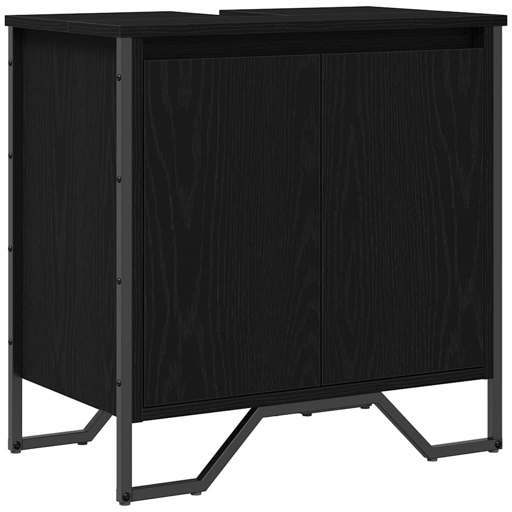 Armadio per Lavabo da Bagno Rovere Nero 60 x 35 x 60 cm