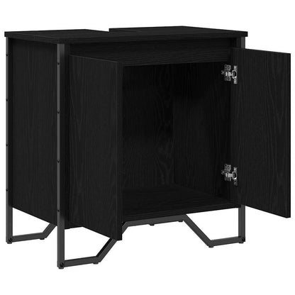 Armadio per Lavabo da Bagno Rovere Nero 60 x 35 x 60 cm