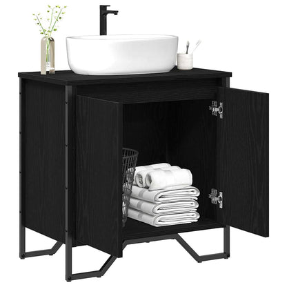 Armadio per Lavabo da Bagno Rovere Nero 60 x 35 x 60 cm