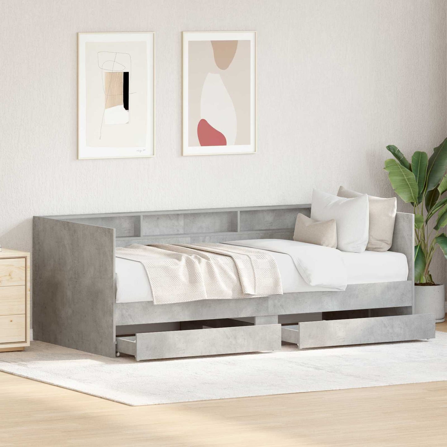 Letto Giorno con cassetto Grigio 90 x 200 cm Legno multistrato