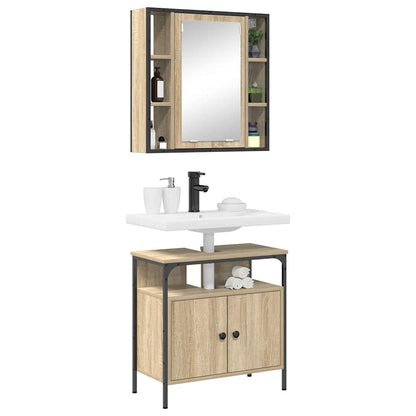 Set di mobili per il bagno 2 pcs Marrone Legno multistrato